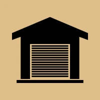 Black garage silhouette on tan background
