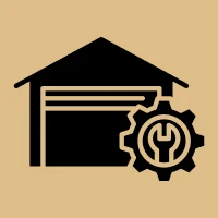 Workshop tools symbol with garage