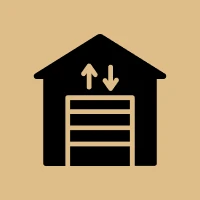 Warehouse icon with arrows
