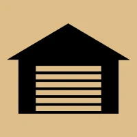 Black garage symbol on tan backdrop